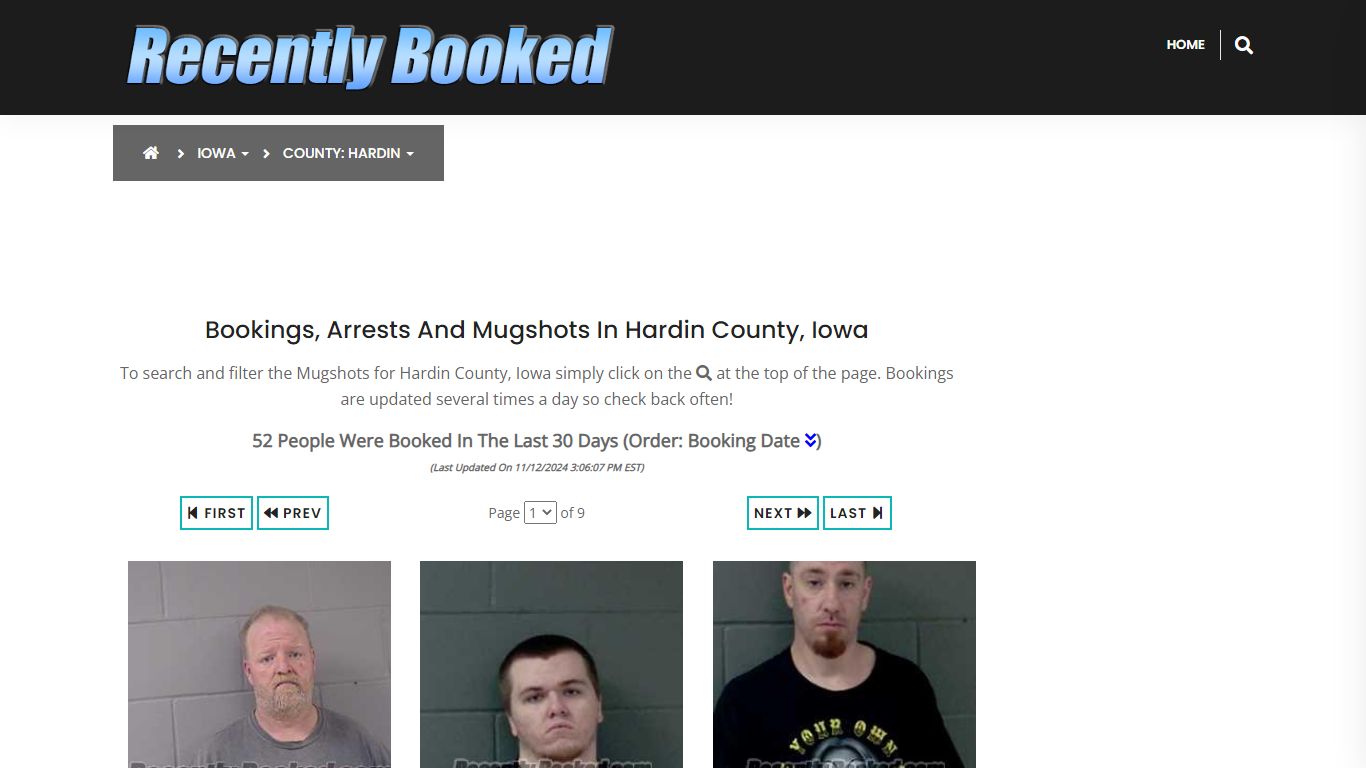 Bookings, Arrests and Mugshots in Hardin County, Iowa - Recently Booked